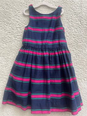 Polo Ralph Lauren Girls Navy Striped Cotton Dress Sz 5